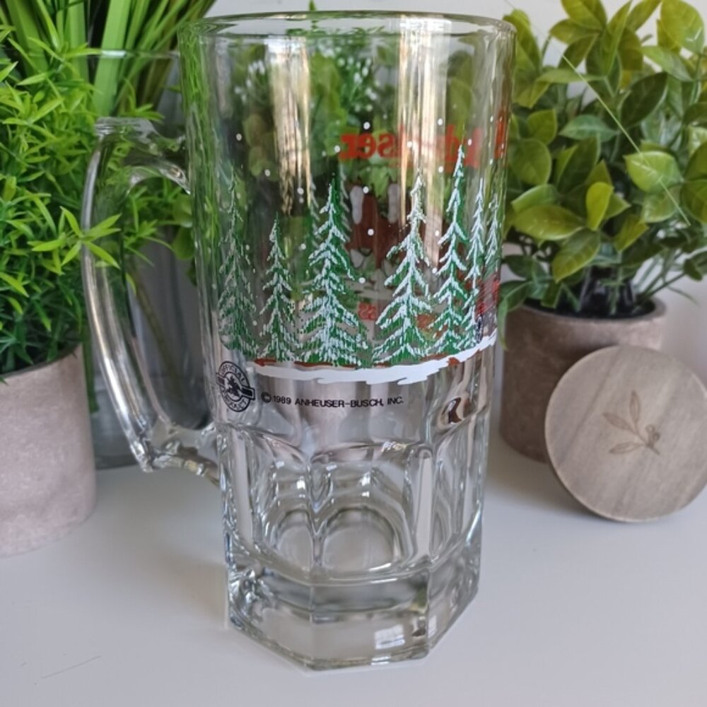 Vintage 1989 Budweiser Clydesdale Horses Christmas Holiday Beer Mug | 32oz - Picture 7 of 10